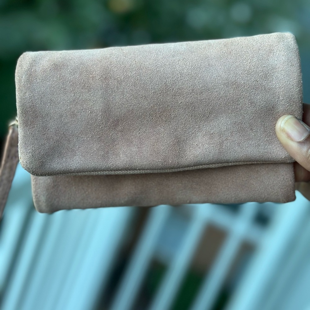 Free People Beige Suede Wallet
